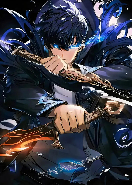 Solo-Inspired Anime Wall Art – Sung Jin-Woo Canvas Print for Gaming Room & Bedroom