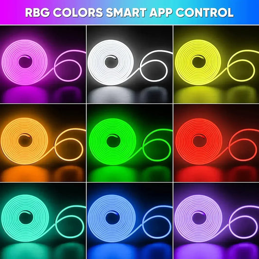 RGB Neon LED Strip – 1/2/3/5M IP65 Waterproof Flexible Light with USB & Tuya App Control
