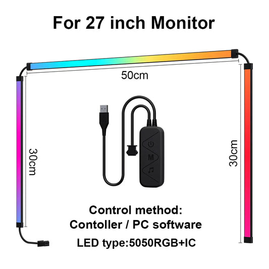 Gaming Monitor Light Strip – RGB Color Sync Backlight with Smart Control for PC & Display Atmosphere