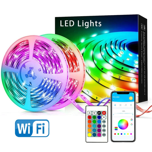 100FT WiFi Outdoor RGB LED Strip Lights – Music Sync with Remote & App Control