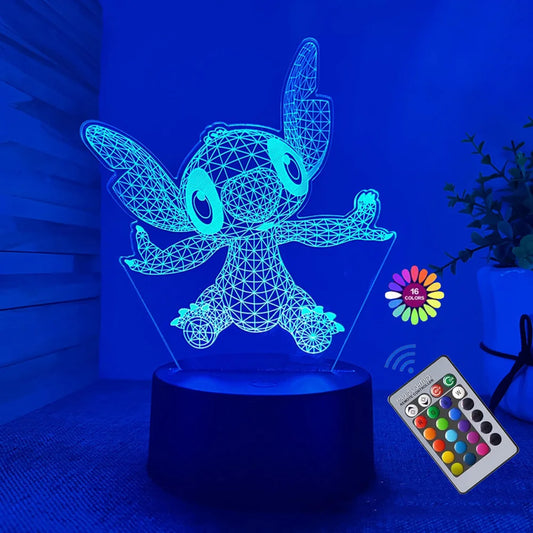 3D Illusion Stitch Night Light – Remote Control & Smart Touch LED Lamp