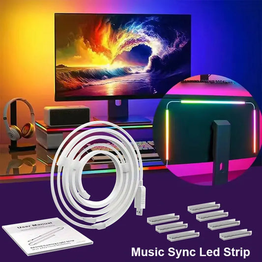 Smart Ambient Monitor Backlight – USB RGB LED Strip Light with Display Sync for PC & Gaming Decor