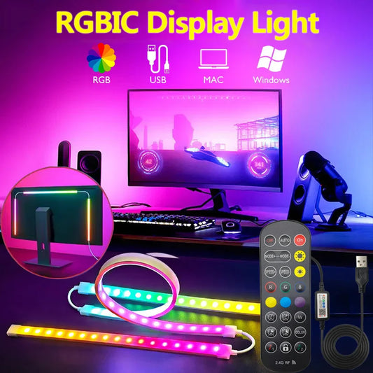 Smart Gaming LED Strip Lights – USB RGB Backlight for 24–34" PC Monitors